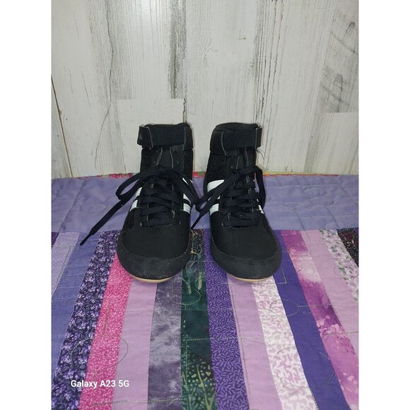 ADIDAS HVC 2 Wrestling Shoes SIZE 3 BLACK/WHITE Youth Kids - Picture 8 of 8